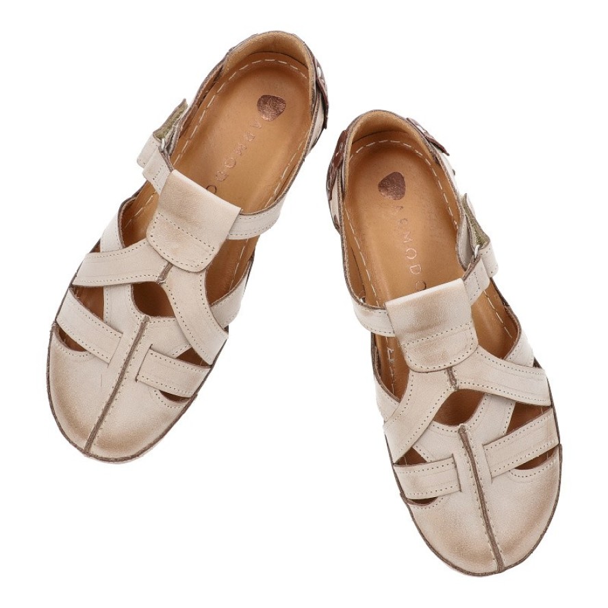 Beżowe Sandały Armodo Wygodne Obuwie Damskie