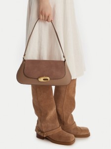 Calvin Klein Torebka Hardware Brushed Shoulder Bag LV04F3337G Beżowy