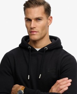 superdry Bluza z kapturem Vintage Logo haftowana – Slim Fit, czarna