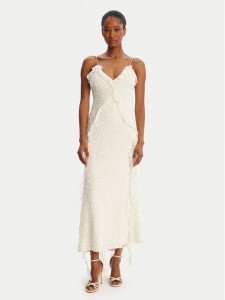 Bardot Sukienka koktajlowa Marsella Ruffle 59338DB1 Écru Regular Fit