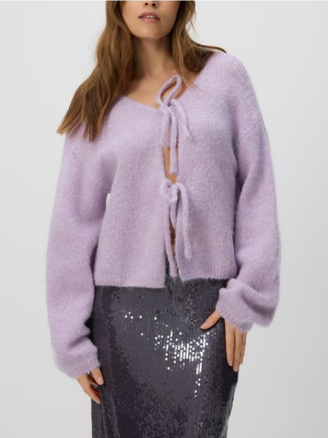 Kardigan z wełną alpaki - lawendowy