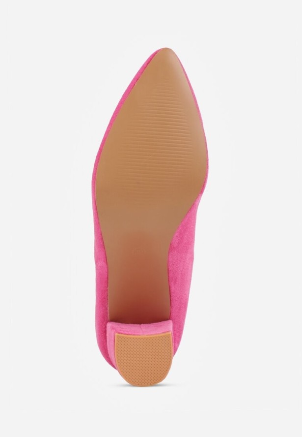 Fuksjowe Casualowe Czółenka na Słupku Vices z Wkładką ze Skóry Naturalnej Maidra