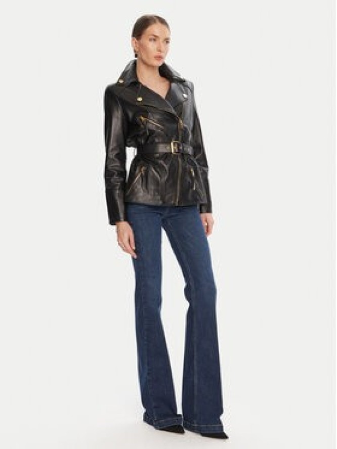 Elisabetta Franchi Kurtka skórzana GD-50Z-56E2-V1350 Czarny Regular Fit
