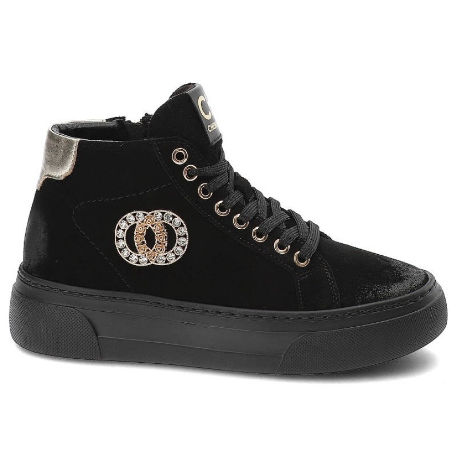 Czarne Sneakersy CheBello Wygodne Skórzane Buty Damskie