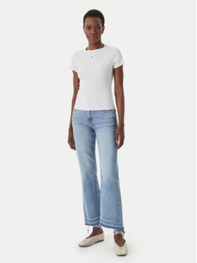 Tommy Jeans T-Shirt Smock Seersucker DW0DW22219 Biały Slim Fit