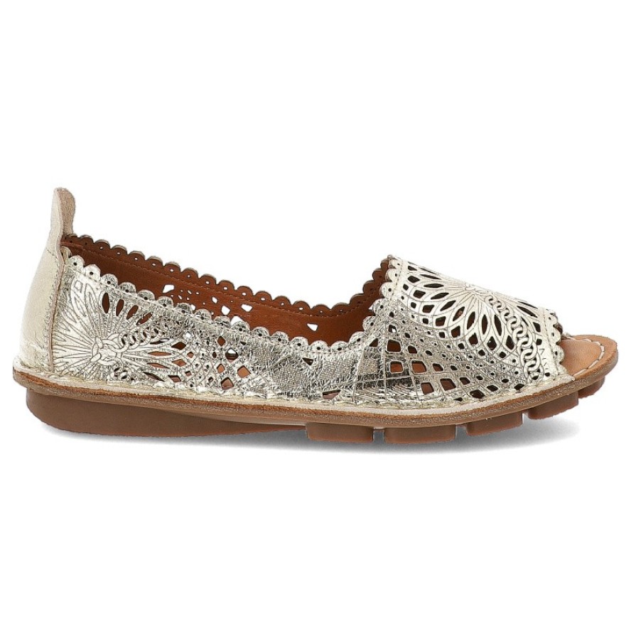 Złote Baleriny Ravini Wygodne Obuwie Damskie