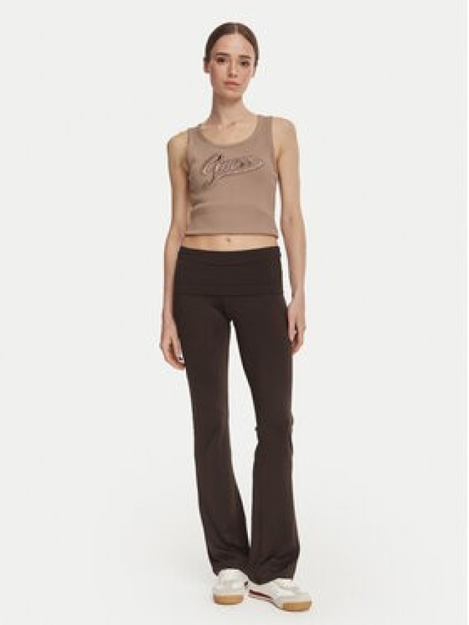 Guess Top W6YP30 K4380 Brązowy jasny Slim Fit