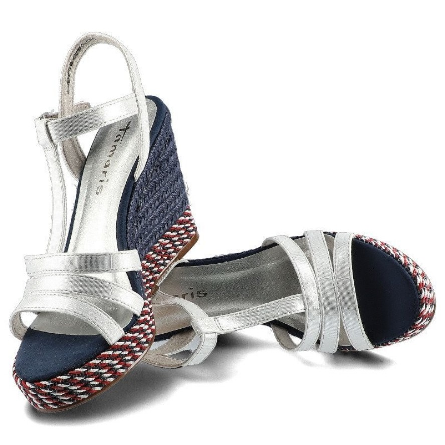 Białe Sandały Tamaris Damskie Buty Na Koturnie