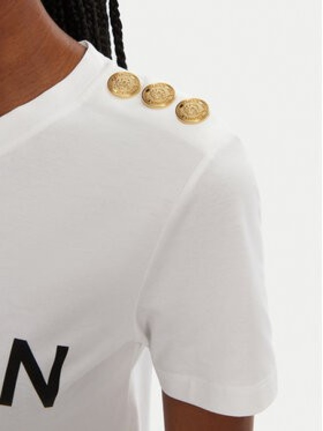 Balmain T-Shirt BF1EF005BB02 Biały Regular Fit