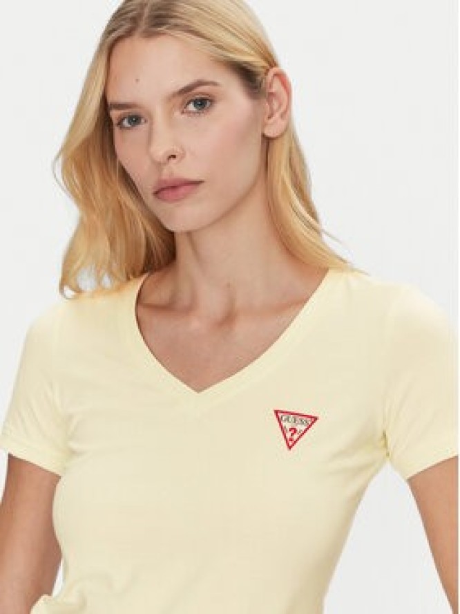 Guess T-Shirt W2YI45 J1314 Żółty Slim Fit