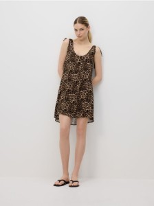 Narzutka plażowa z domieszką lnu - brązowy