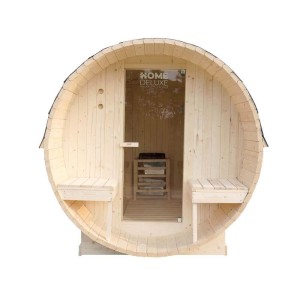 Zewnętrzna sauna beczkowa LAHTI DELUXE L - 195 x 220 cm dla 4 osób