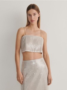 Top z cekinami - beżowy