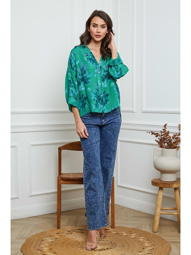 Joséfine Lniana koszula w kolorze zielonym rozmiar: S