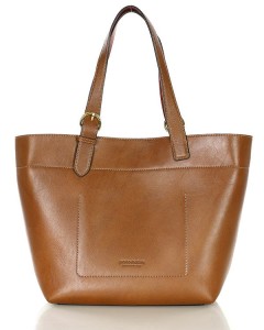 Torebka luksusowa shopperka na ramię skóra premium MARCO MAZZINI brązowa