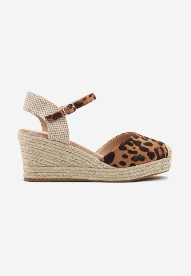 Panterkowe Sandały na Plecionym Koturnie Odivale
