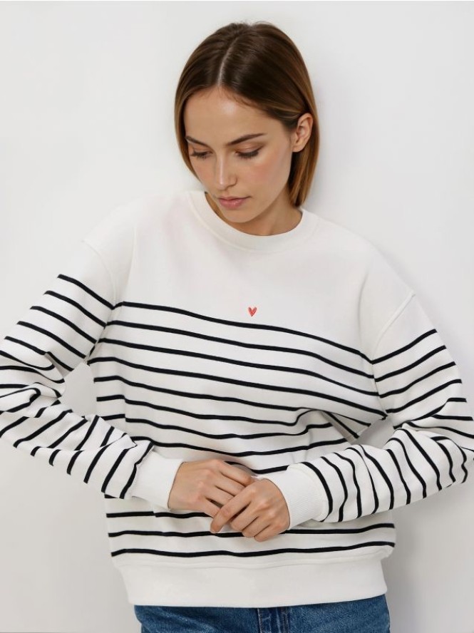 Bluza w paski z haftem - wielobarwny