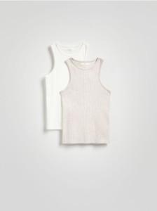 Prążkowany top 2 pack - beżowy