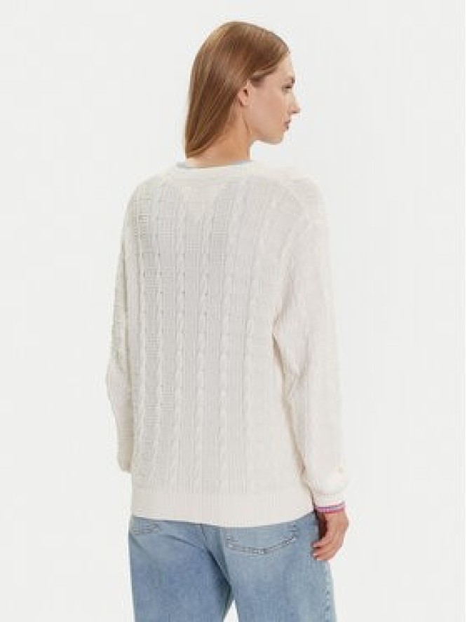 Tommy Jeans Kardigan Cable DW0DW21681 Écru Relaxed Fit