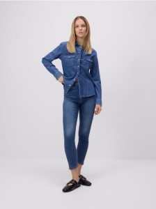 Jeansy slim push up - granatowy