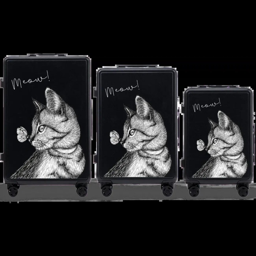 Komplet 3 WALIZEK Wings ABS+ Customized BLACK MEOW