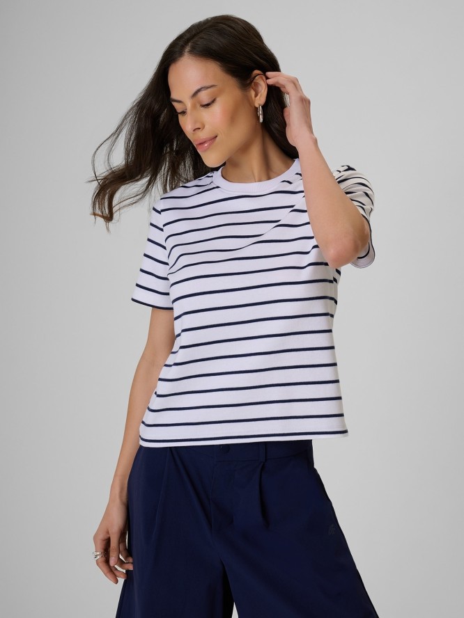 4F T-shirt relaxed z nadrukiem damski - biały XS