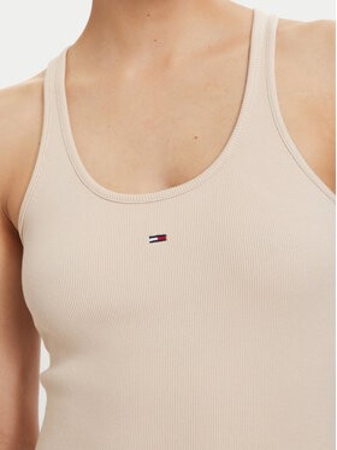 Tommy Jeans Sukienka letnia Racerback DW0DW22329 Beżowy jasny Slim Fit