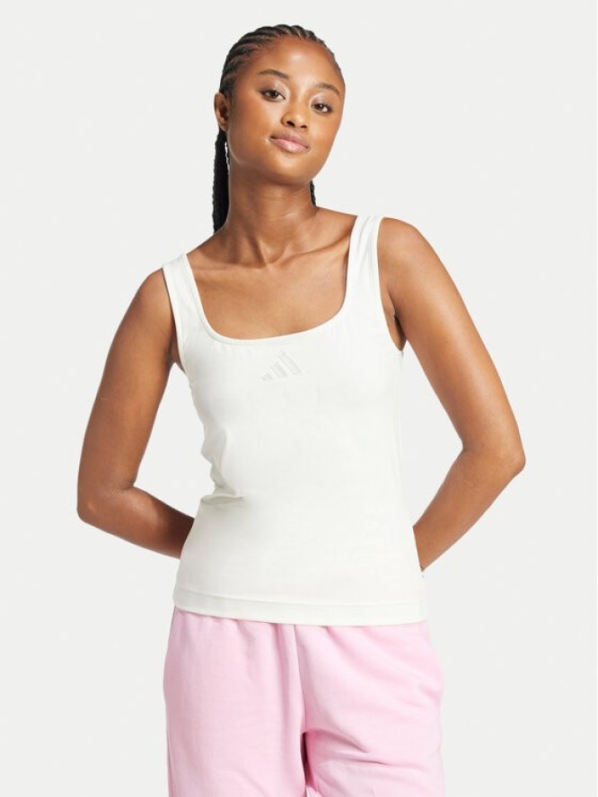 adidas Top All SZN Luxe JJ2337 Biały Slim Fit