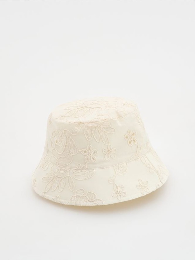 Kapelusz typu bucket - kremowy