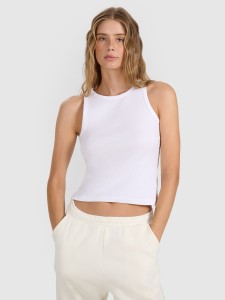 4F Top slim gładki damski - biały XXL