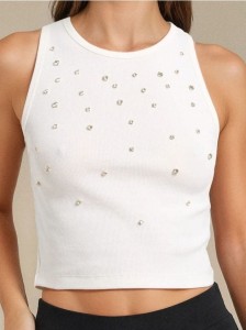 Top z cekinami - kremowy