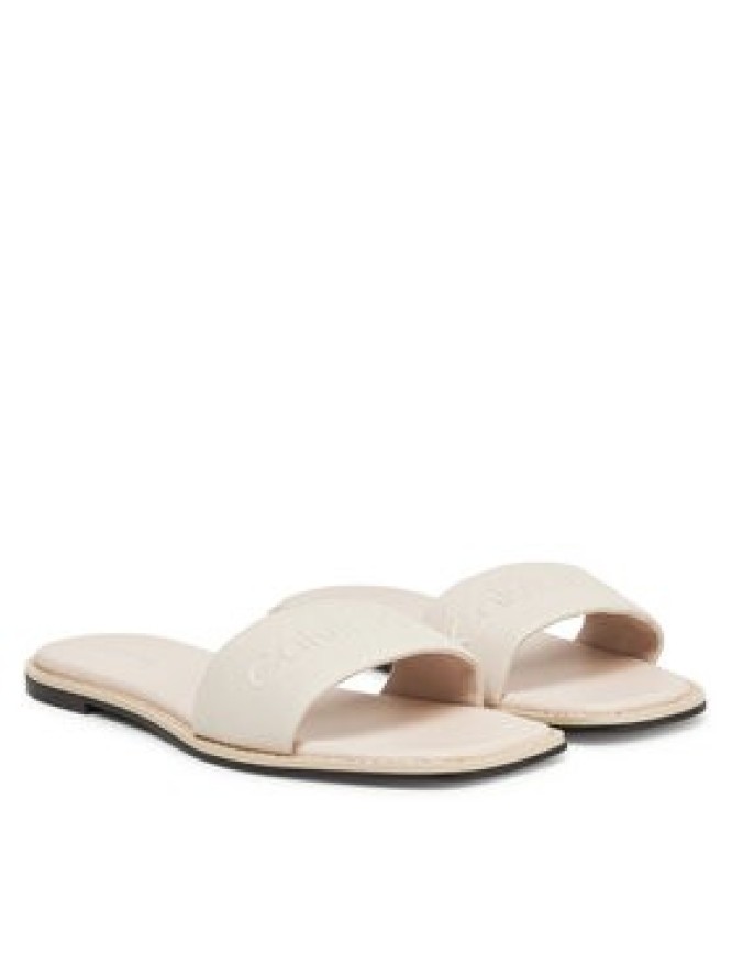 Calvin Klein Klapki Flat Slide - He HW0HW02378 Écru