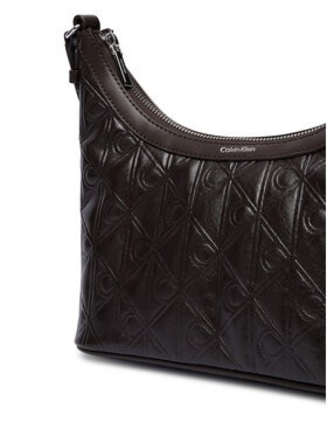 Calvin Klein Torebka Emblem Aop Debossed Shoulder Bag LV04F3874G Brązowy