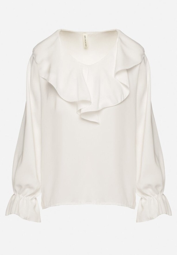 Biała Bluzka z Ozdobną Falbanką Tanalissea