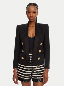 Balmain Marynarka DF1SI530ME54 Czarny Regular Fit