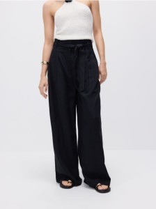 Luźne spodnie z lyocellem - czarny