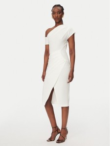 Rinascimento Sukienka koktajlowa CFC0127793003 Biały Slim Fit