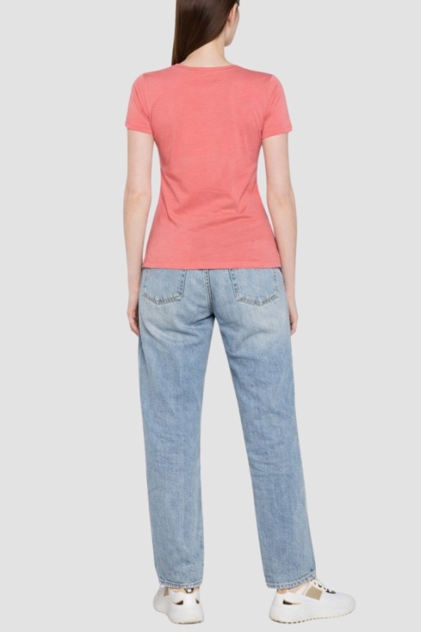 GUESS Różowy damski t-shirt Pearls Love, Rozmiar XS