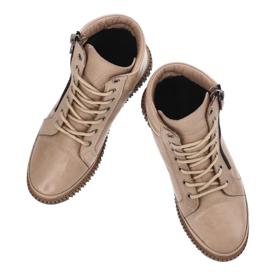 Beżowe Botki Artiker Ocieplane Obuwie Damskie