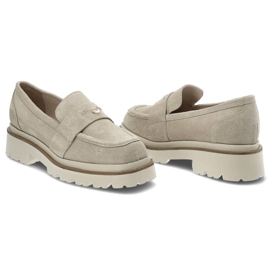 Beżowe Półbuty Chebello Eleganckie Mokasyny Damskie