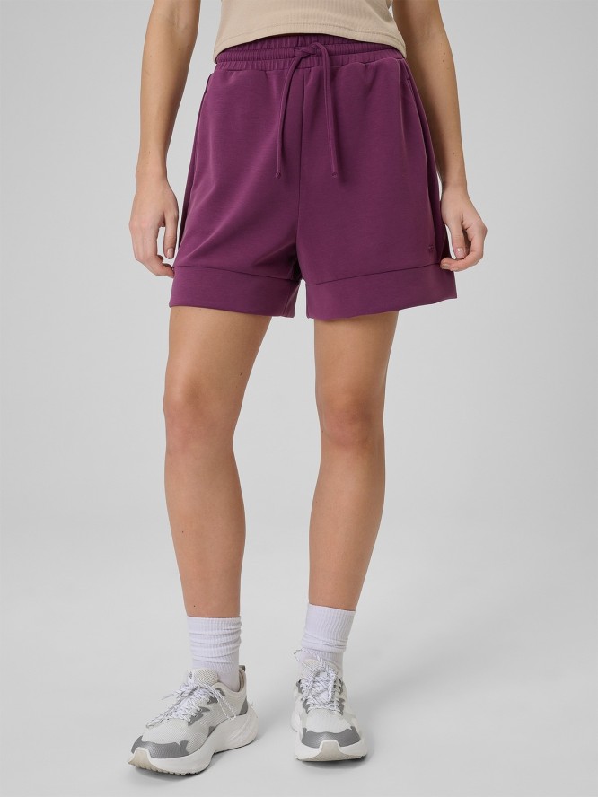 4F Spodenki dresowe z modalem damskie - fioletowe XL