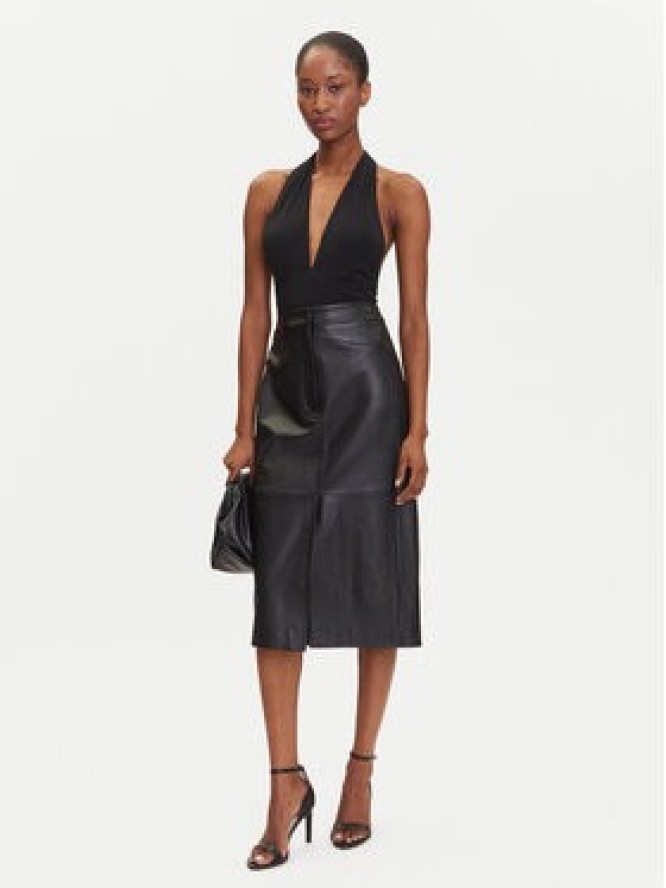 BOSS Spódnica skórzana Sekina 50543188 Czarny Regular Fit