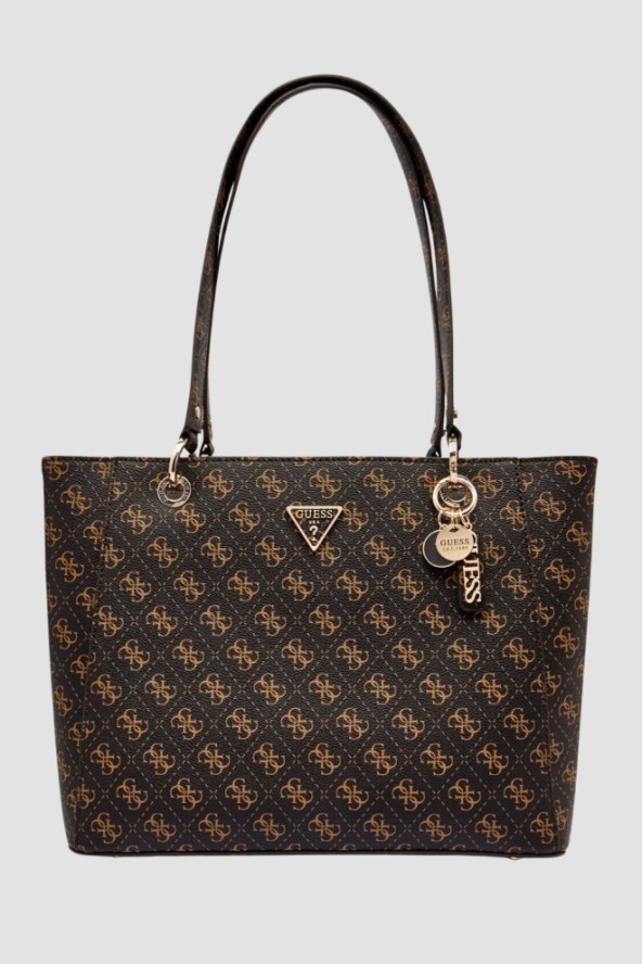 GUESS Brązowa damska shopperka logowana Noelle Tote