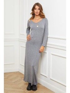 Joséfine Sukienka dzianinowa "Abalone" w kolorze szarym rozmiar: M