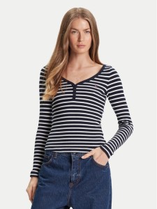 Tommy Jeans Bluzka Henley DW0DW20903 Granatowy Slim Fit