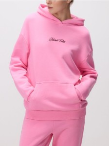 Bawełniana bluza z napisem - różowy