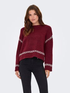 ONLY Sweter w kolorze bordowym rozmiar: L