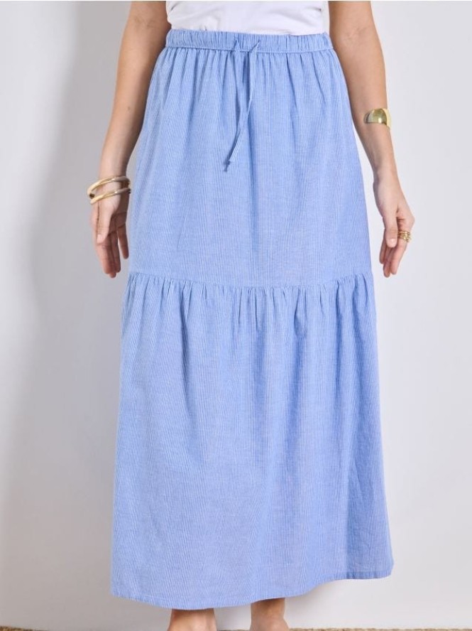 Spódnica midi w paski - wielobarwny