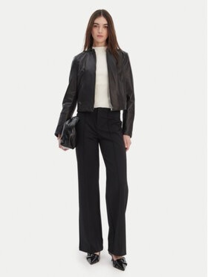 HUGO Kurtka skórzana Lasari 50555743 Czarny Regular Fit