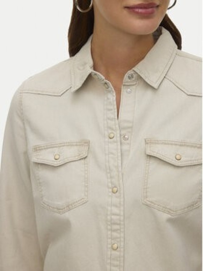 Vero Moda Koszula jeansowa Maria 10277523 Beżowy Slim Fit